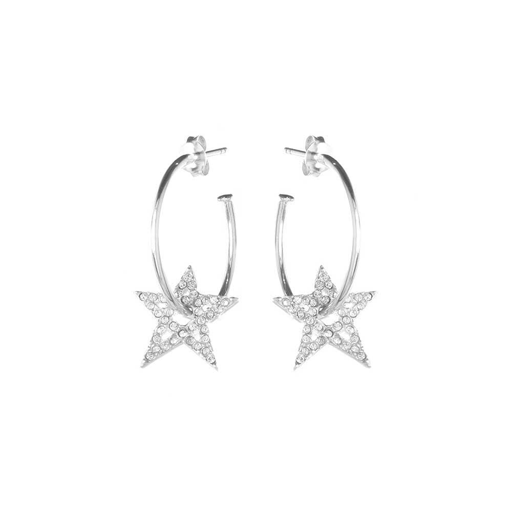 Star hoops silver Clearance