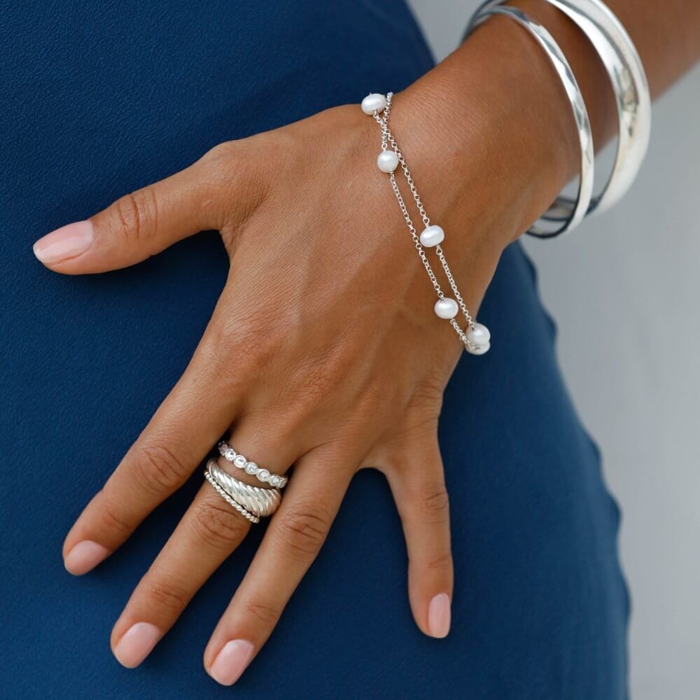Outlet NU & MII Vivienne Pearl Silver Bracelet