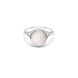 Outlet NU & MII Ivory Signet Silver Pinky Ring