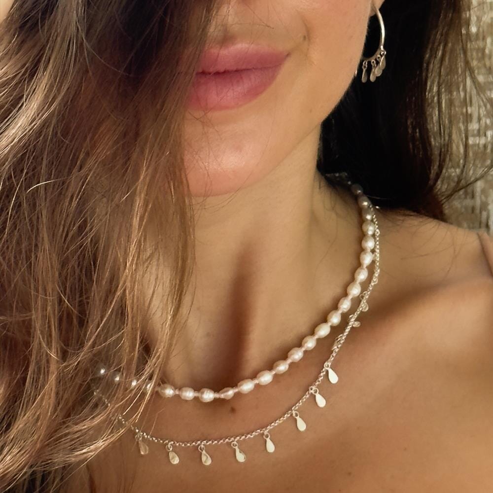 Freshwater Pearl and Cord Necklace - Choice of Colour
