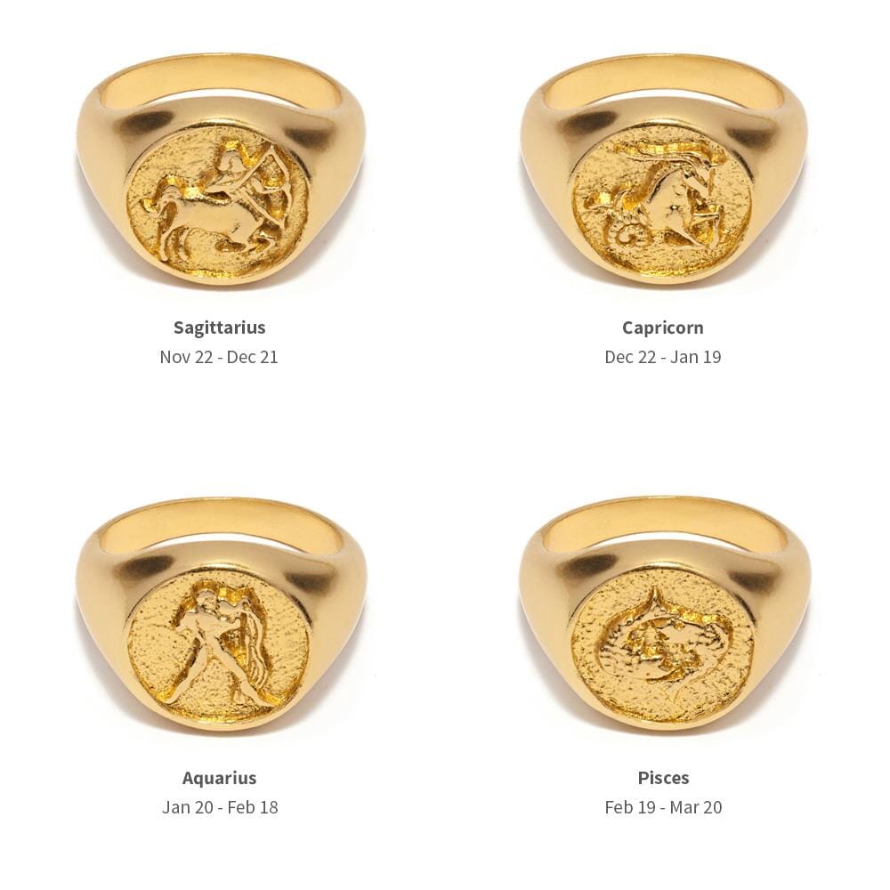 NU & MII Zodiac Signet Gold Ring