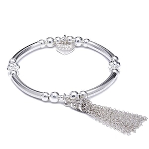 Indah Tassel Silver Charm Bracelet