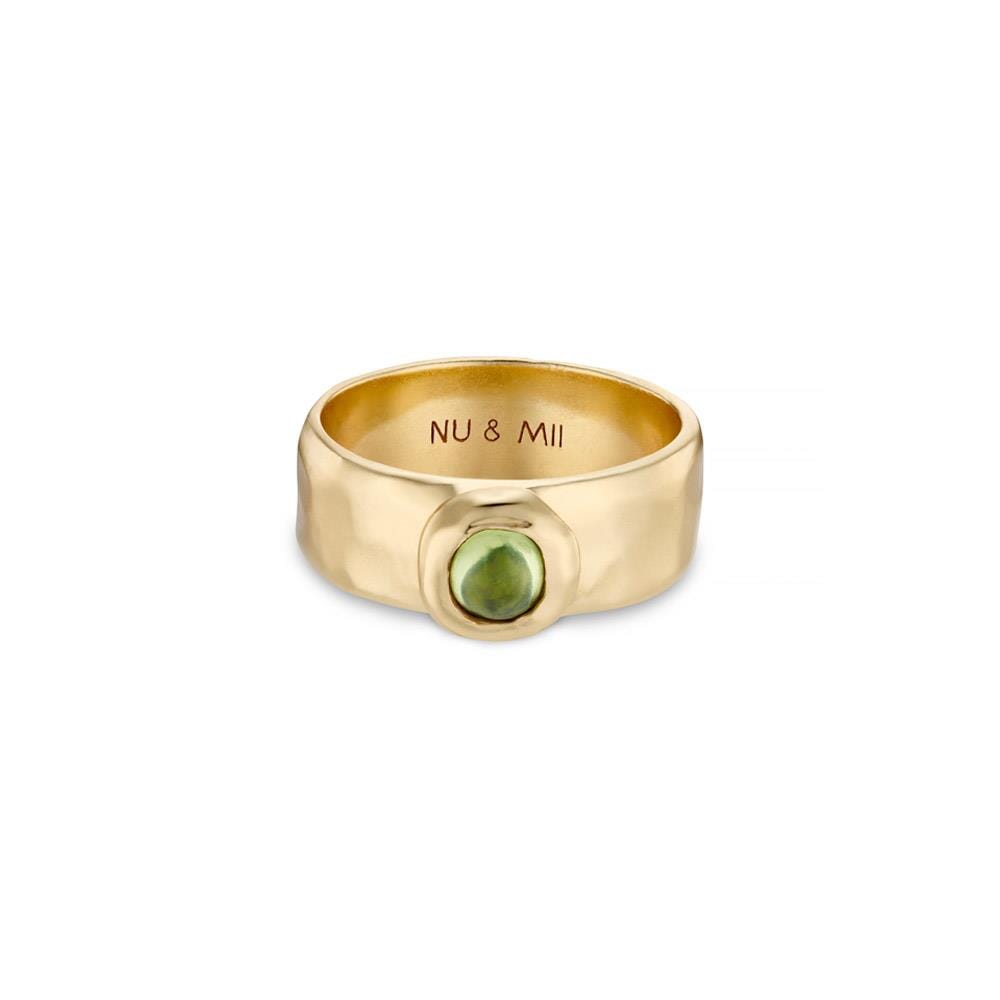 NU & MII Clara Band Peridot Gold Plated Ring