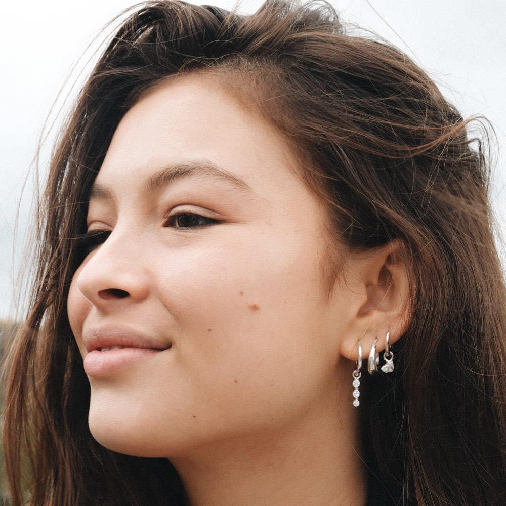 NU & MII Huggy Heart Silver Hoop Earrings