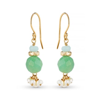 Precious Dangle Gold Plated Earrings - Jade
