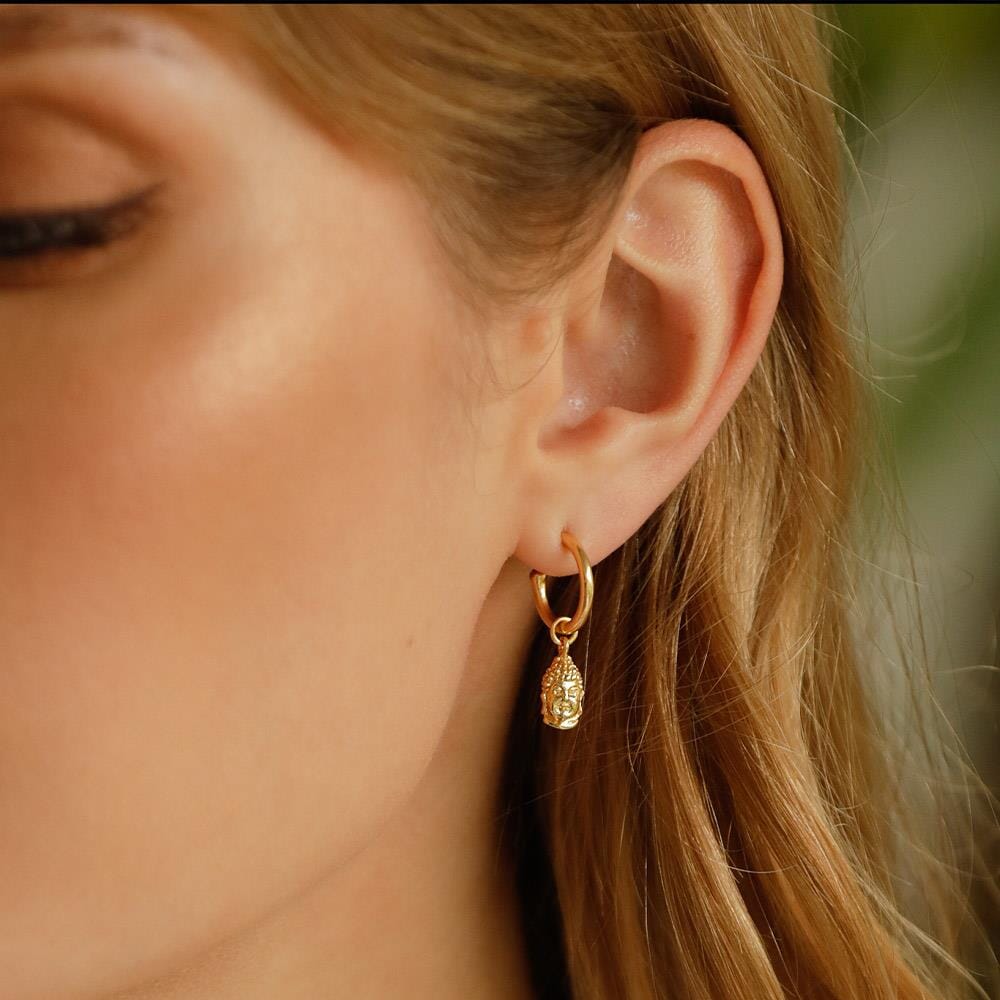 Buddha Hoop Gold Plated Earrings