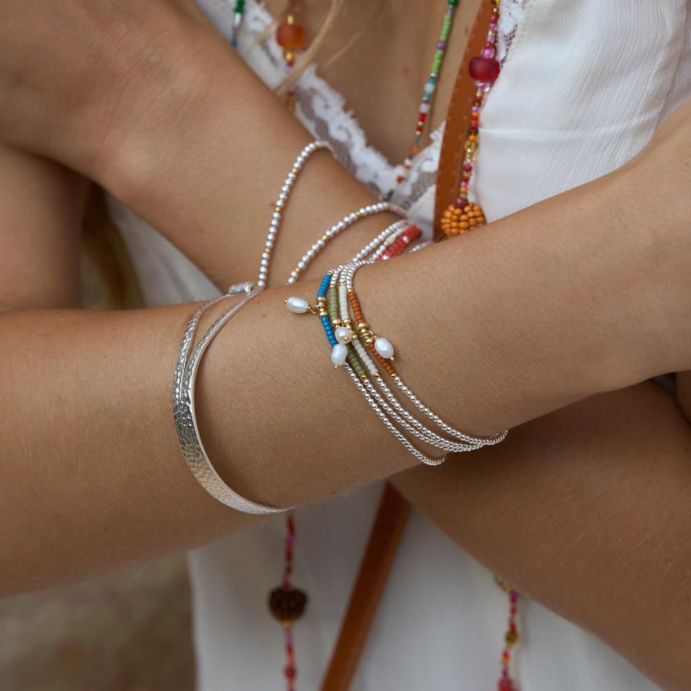 Maisie Mixed Metal Pearl Bracelet - Choice of Colour