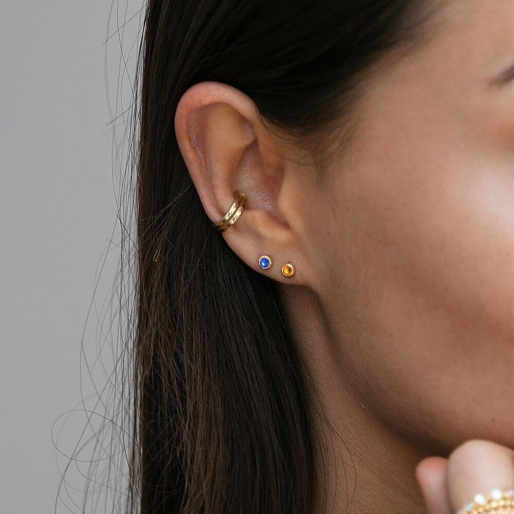 Outlet NU & MII Anya Sapphire Stud Gold Earrings