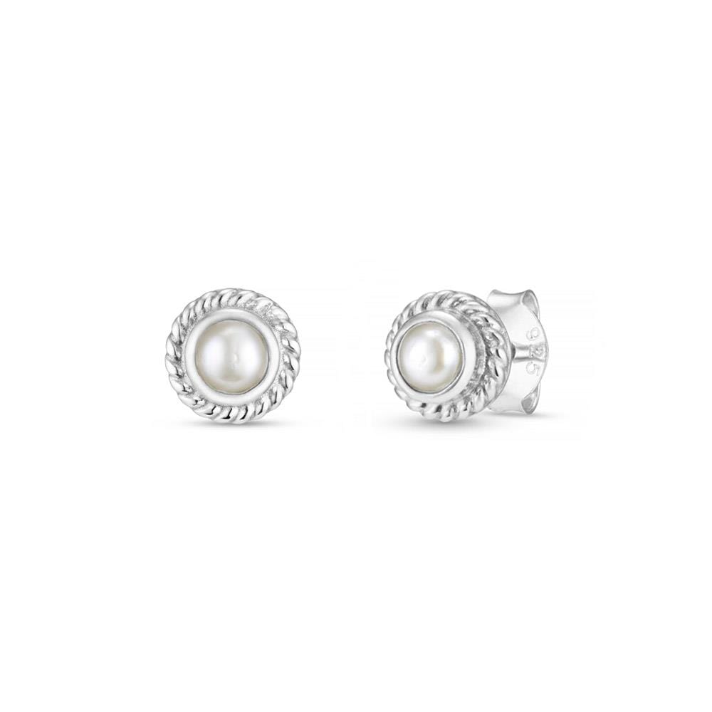 Pearl with a Twist Silver Stud Earrings