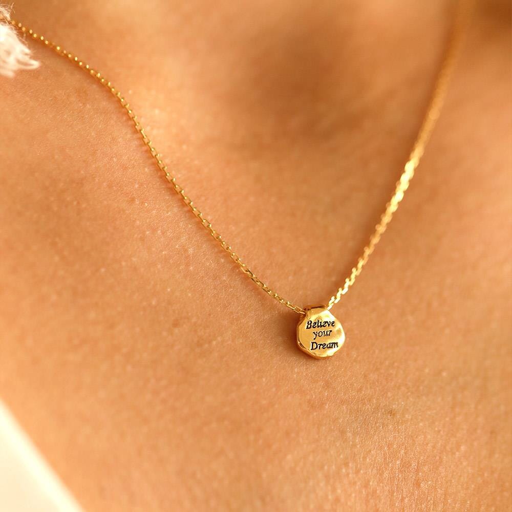 Outlet Affirmation Gold Plated Necklace - Choice of Quote