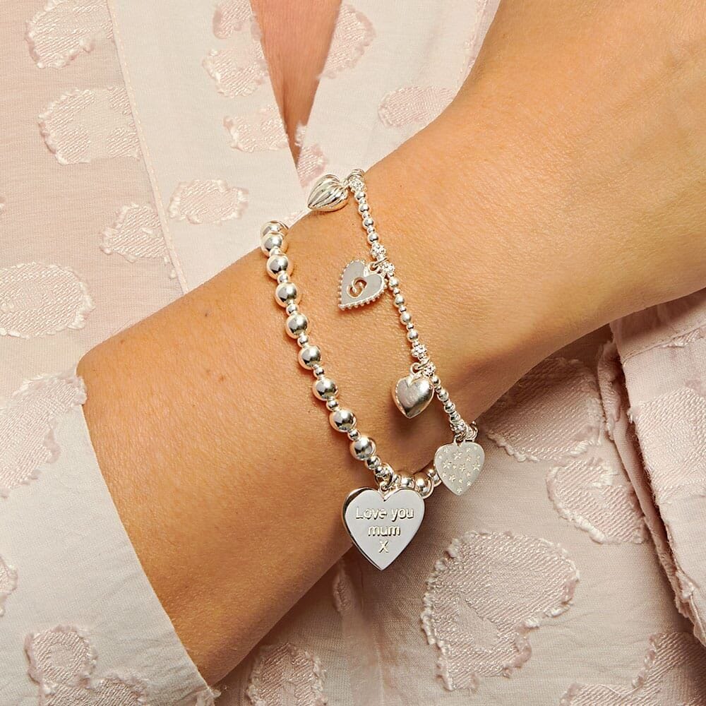 Sentiment of Hearts Silver Charm Bracelet