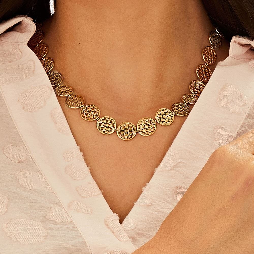 Outlet Flower of Life Gold Linked Necklace