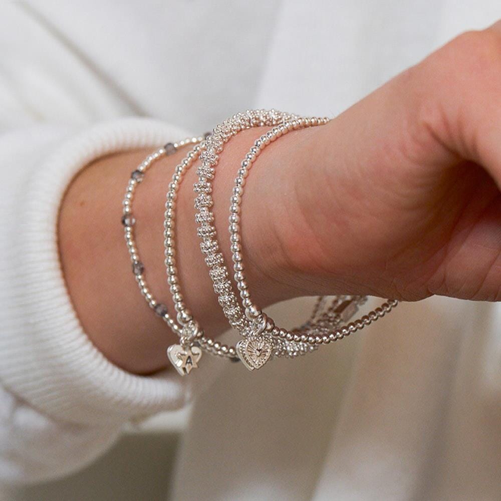 Santeenie Silver Charm Bracelet - Vintage Heart