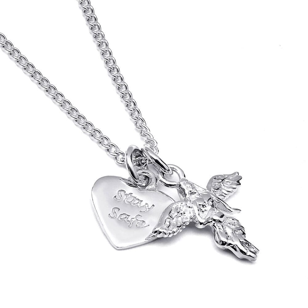 Stay Safe My Guardian Angel Silver Necklace