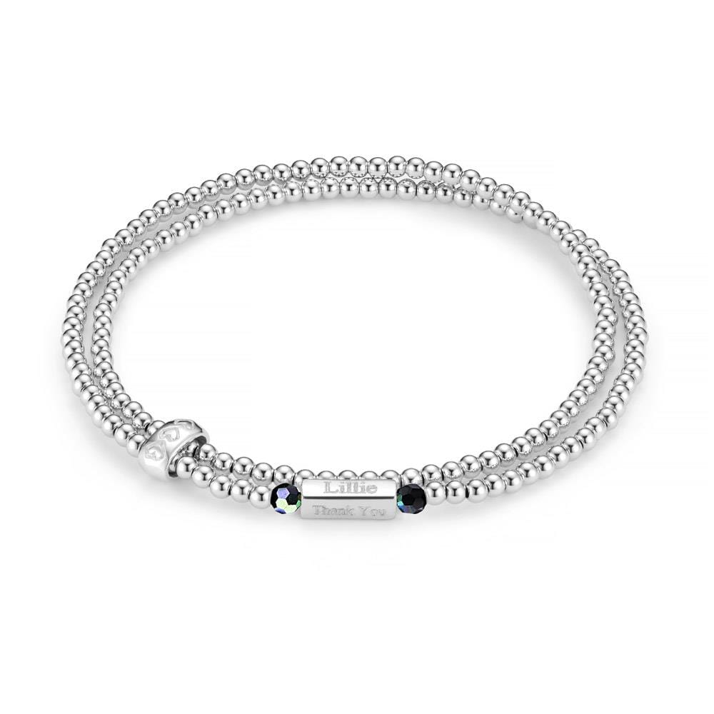 Phoebe Looped Personalised Silver Bracelet - Black Crystal