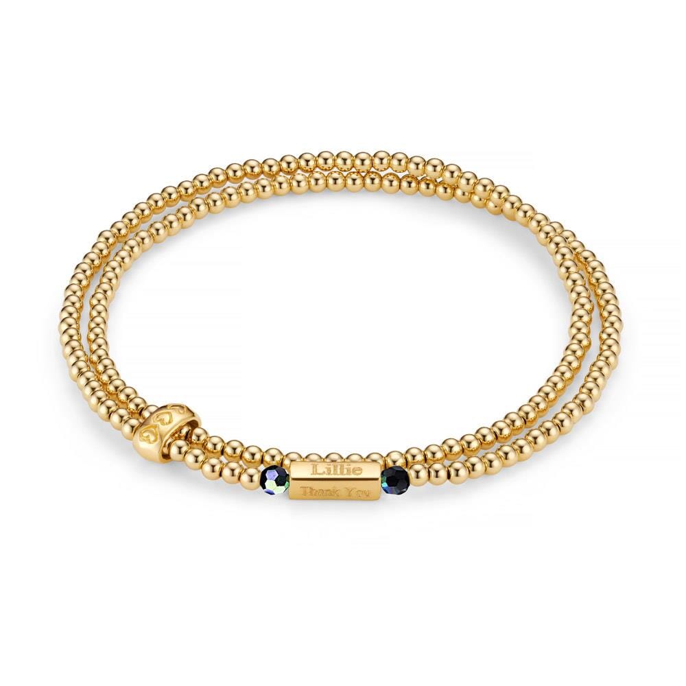 Phoebe Looped Personalised Gold Plated Bracelet - Black Crystal