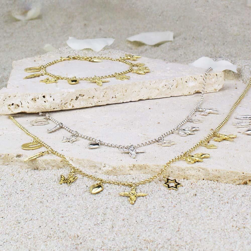 Outlet Multi Charm Gold Necklace