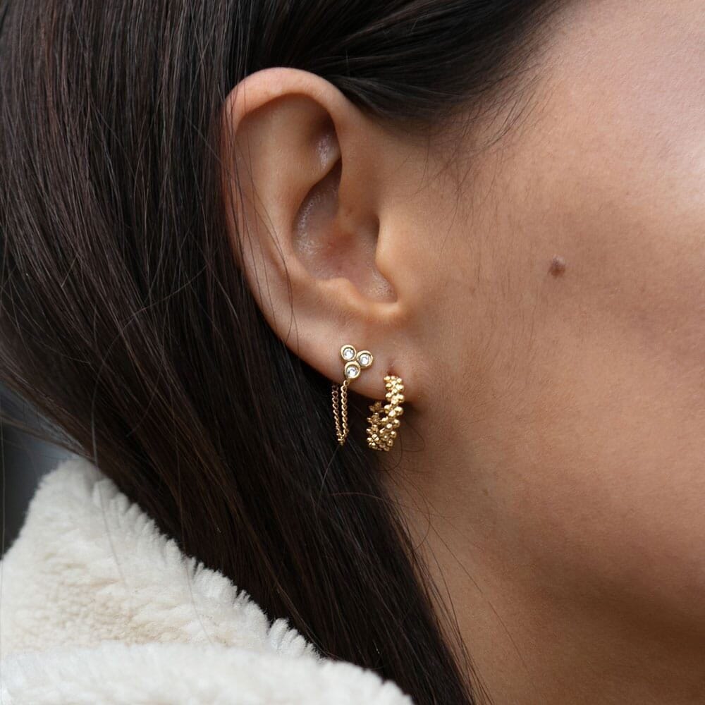 NU & MII Crystal Trio Chain Gold Plated Earrings