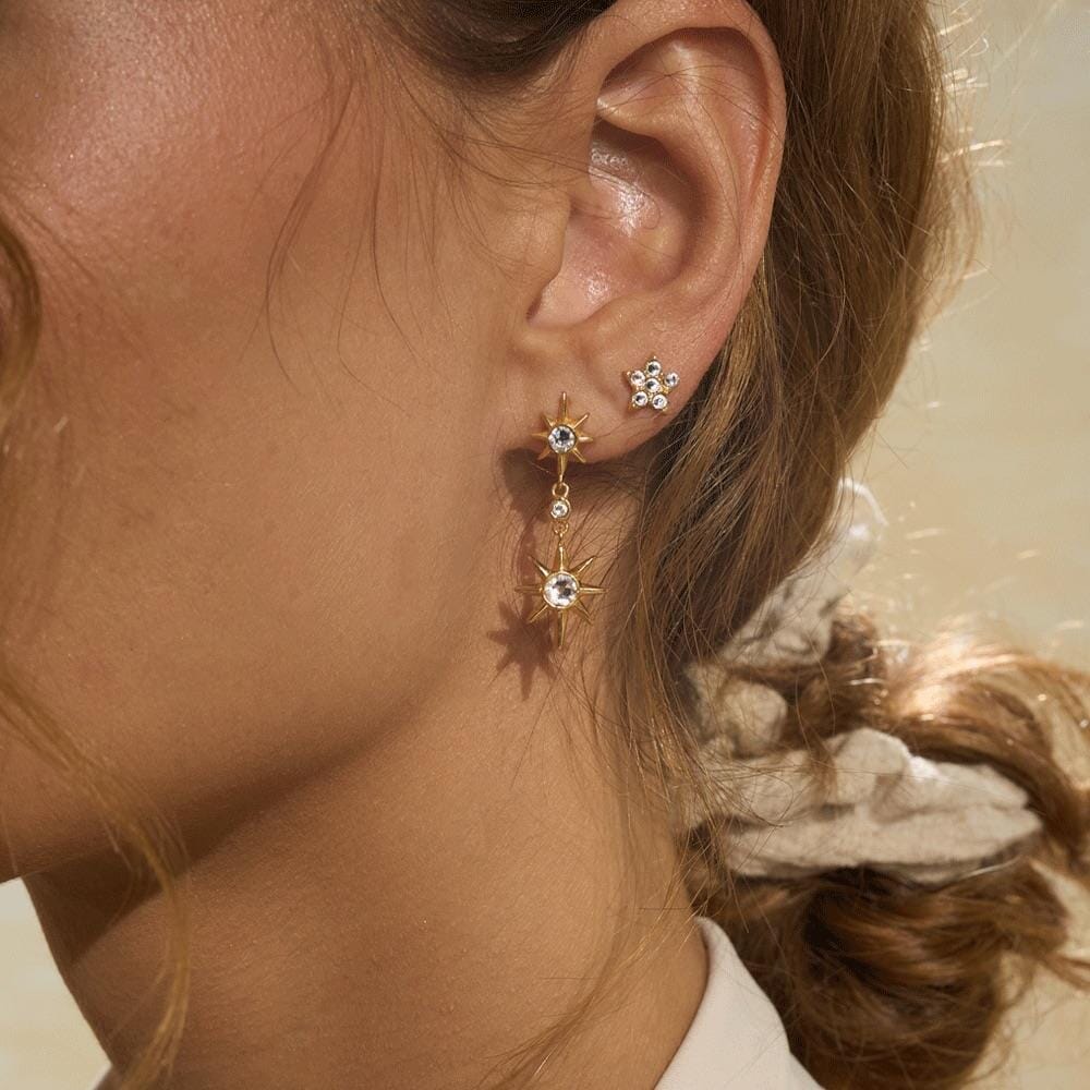 Crystal Star Gold Stud Earrings