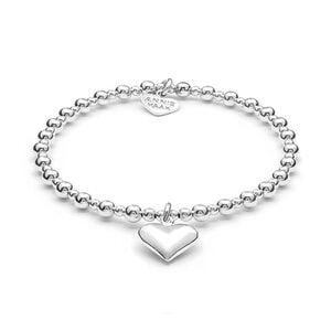 Mini Orchid Sterling Silver Charm Bracelet - Solid Heart
