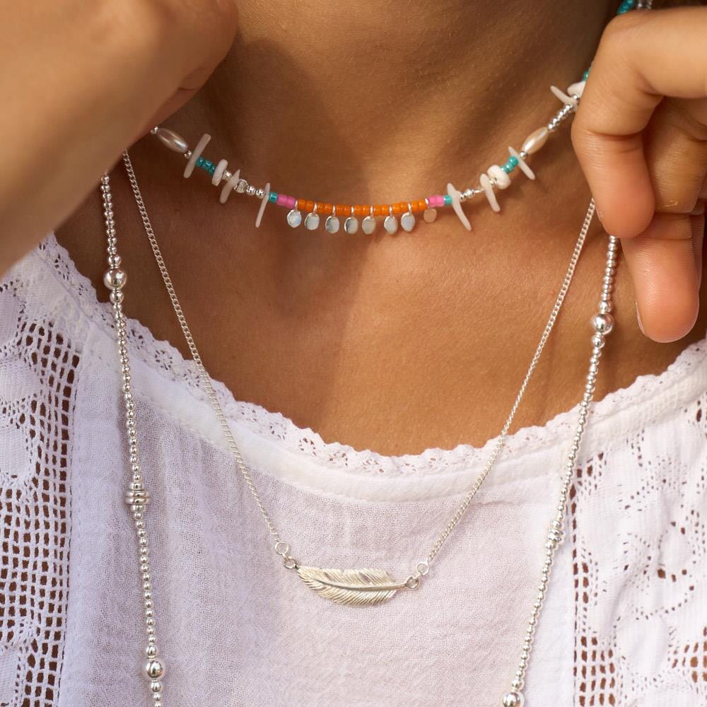 Esme Feather Silver Necklace