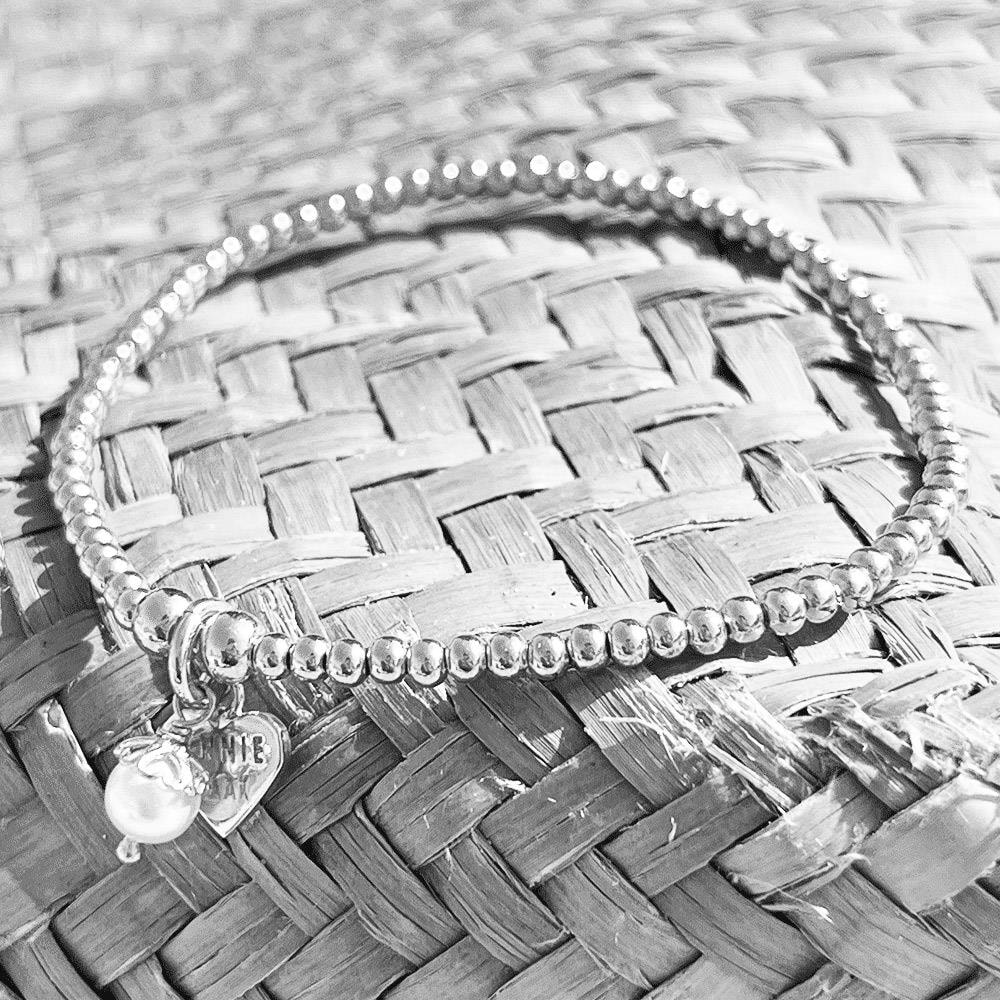 Santeenie Silver Charm Bracelet - Pearl