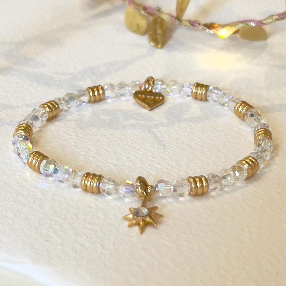 Charming Sparkle Gold Charm Bracelet - Astra Star