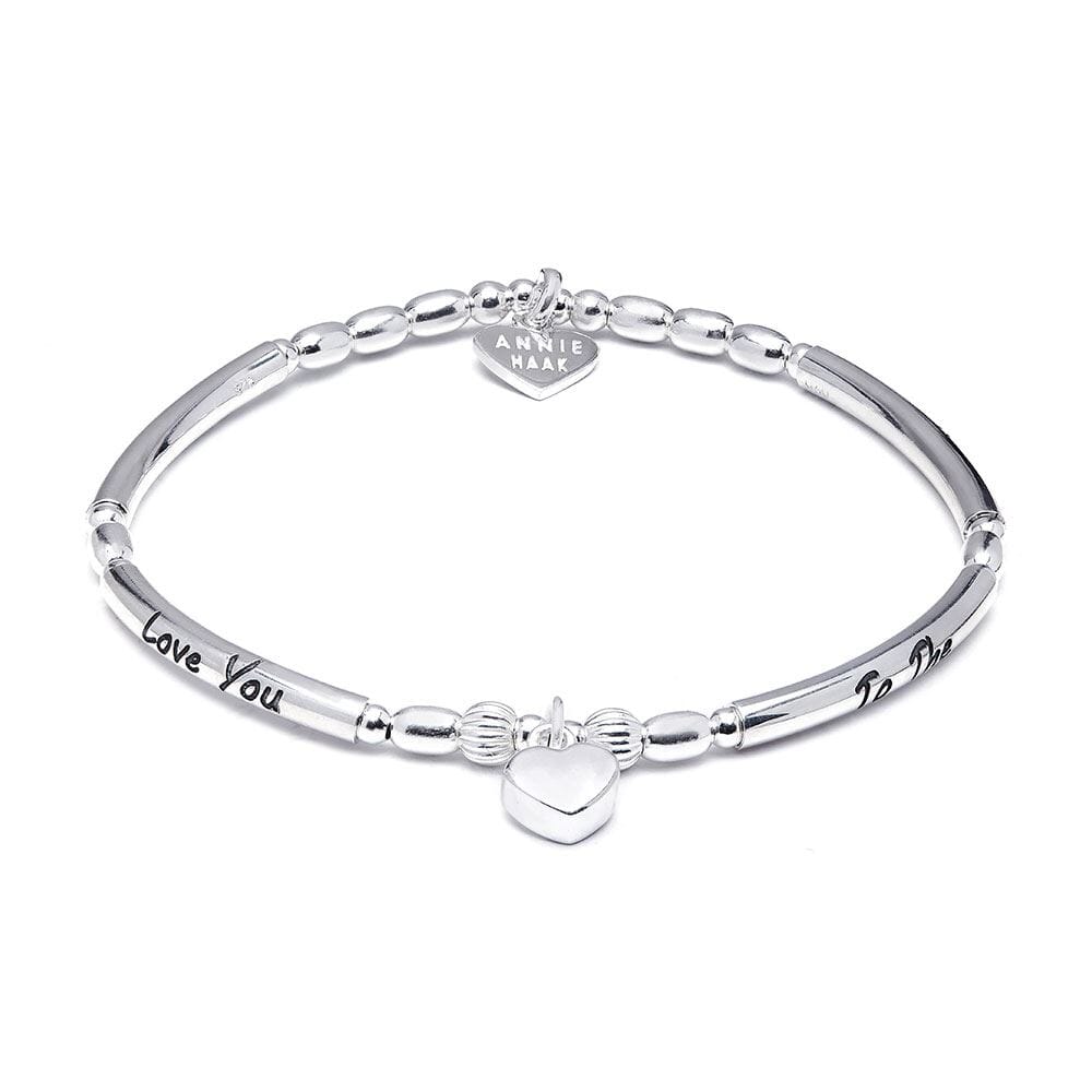 Love You to the Moon and Back Silver Charm Bracelet