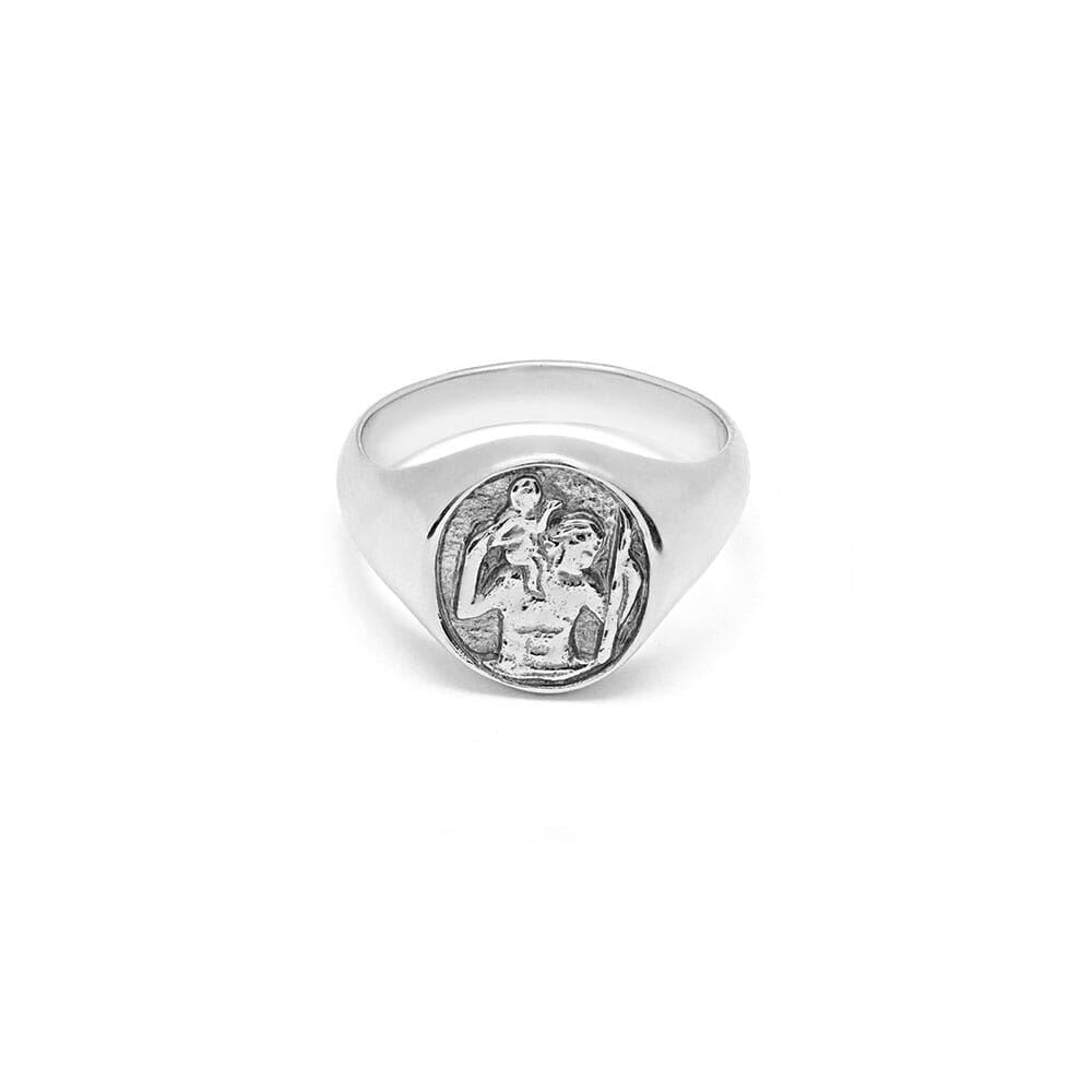 NU MII St Christopher Silver Ring