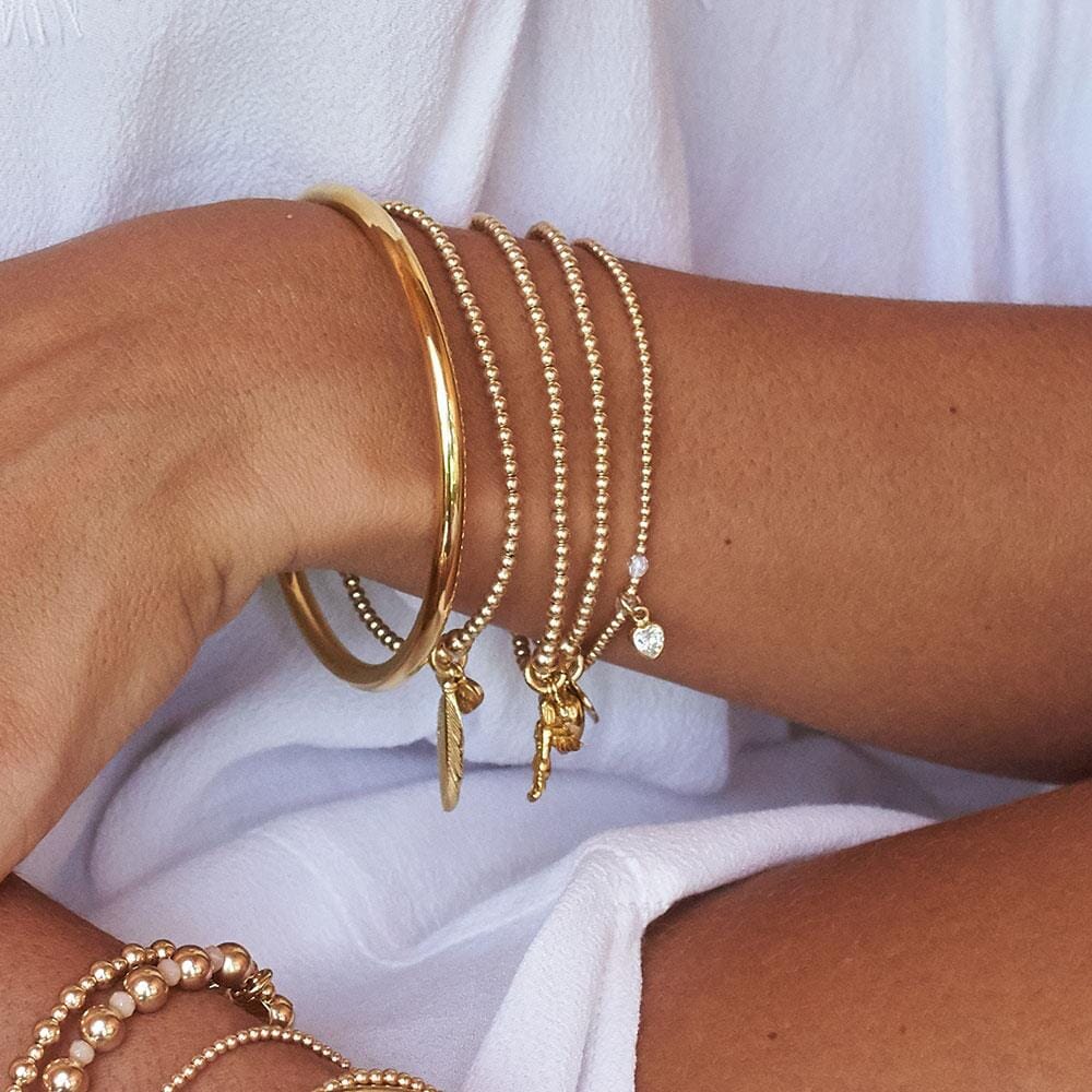 Blissful Crystal Heart Gold Plated Charm Bracelet