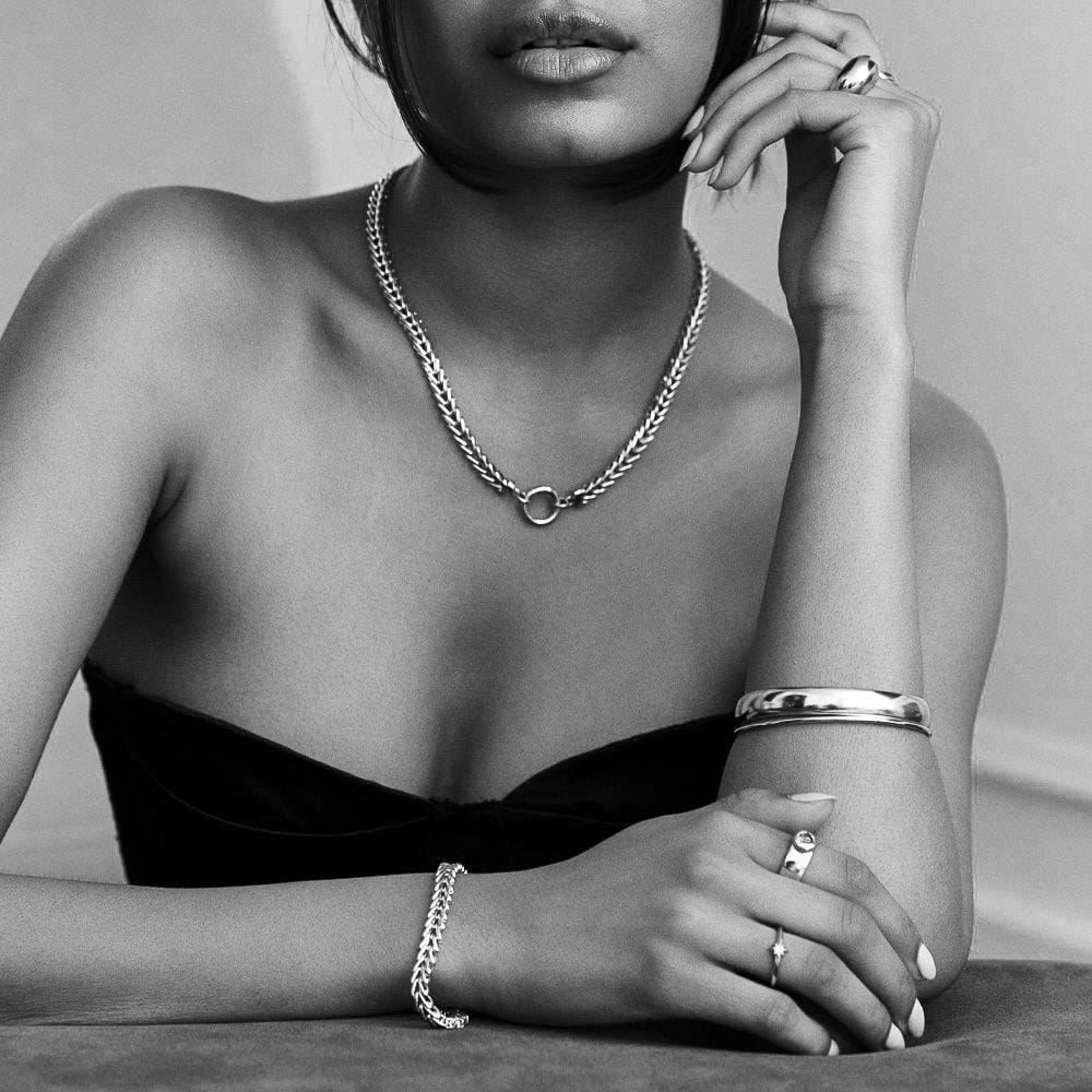 NU & MII Herringbone Chain Silver Bracelet