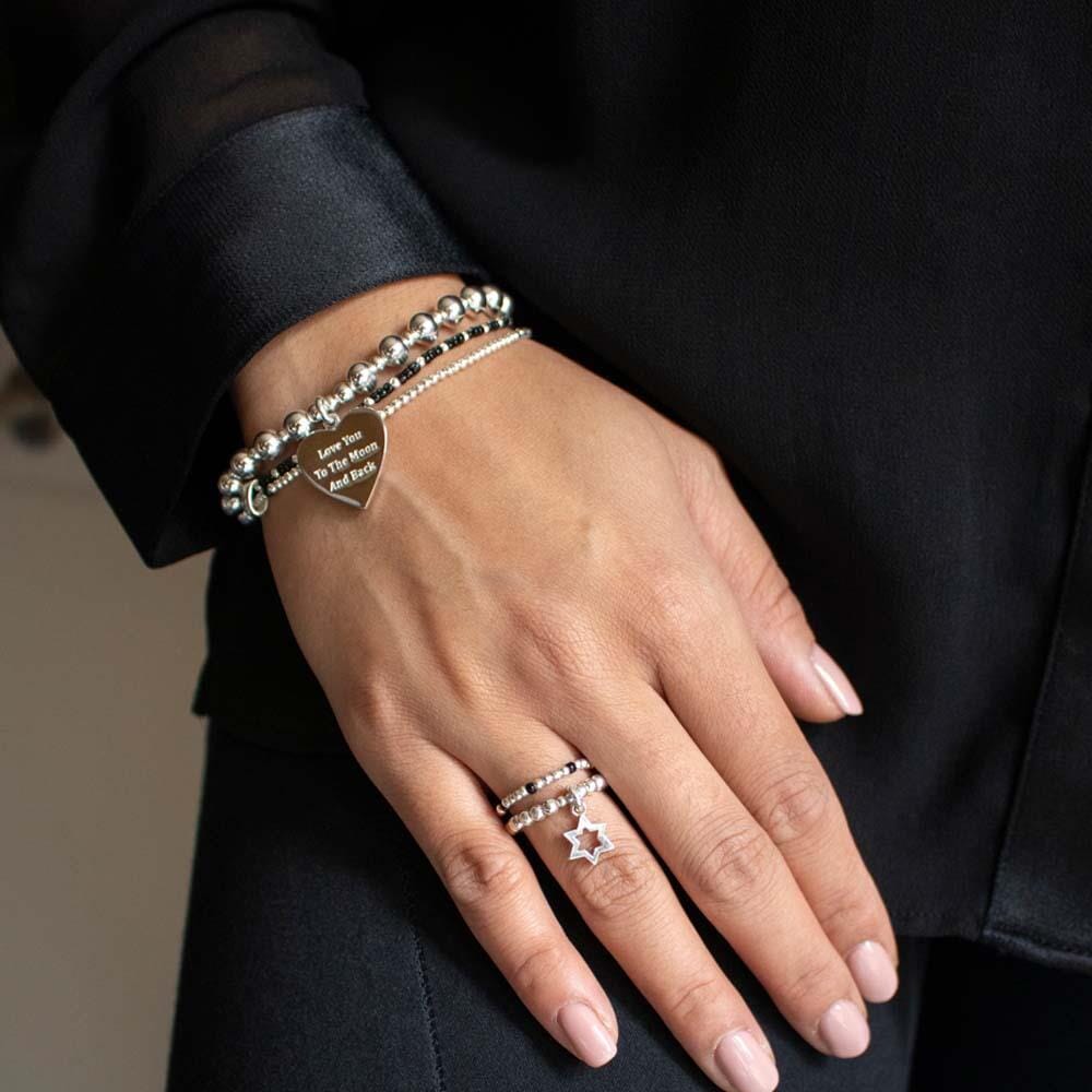 Orchid Silver Charm Bracelet - Love You to the Moon and Back