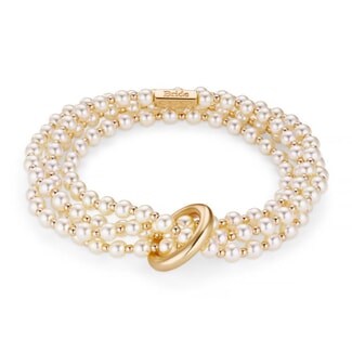 Endless Love Pearl Personalised Looped Gold Plated Bracelet