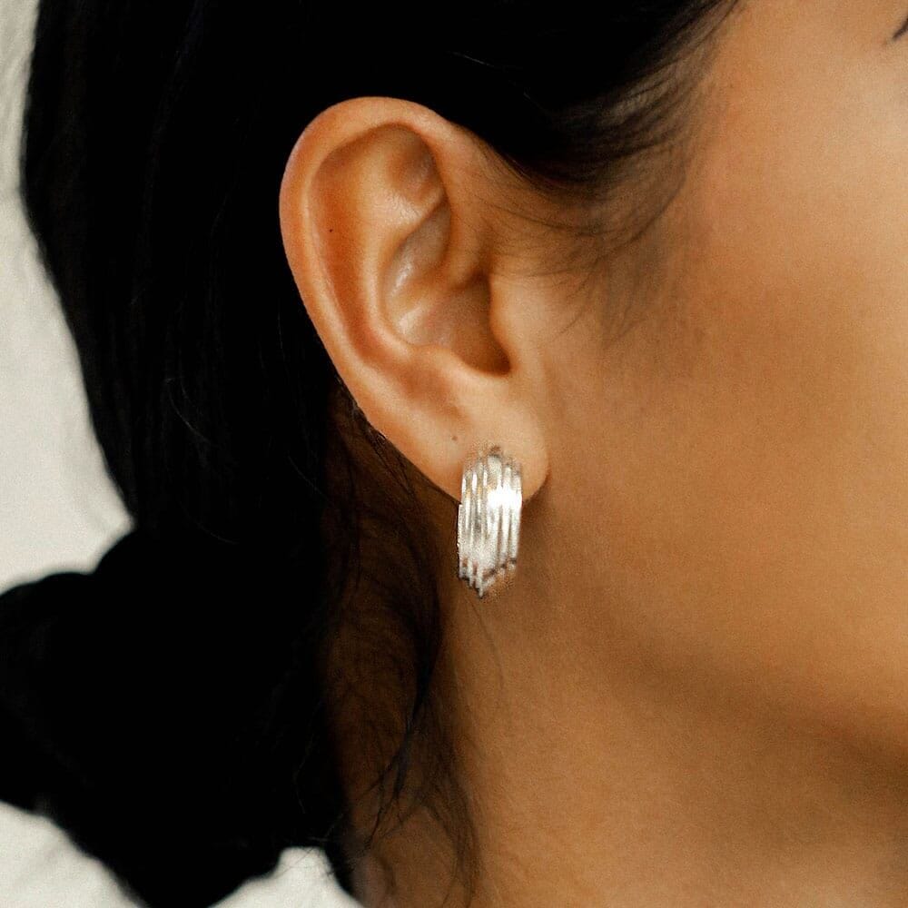 Outlet NU & MII Art Deco Hoop Silver Earrings