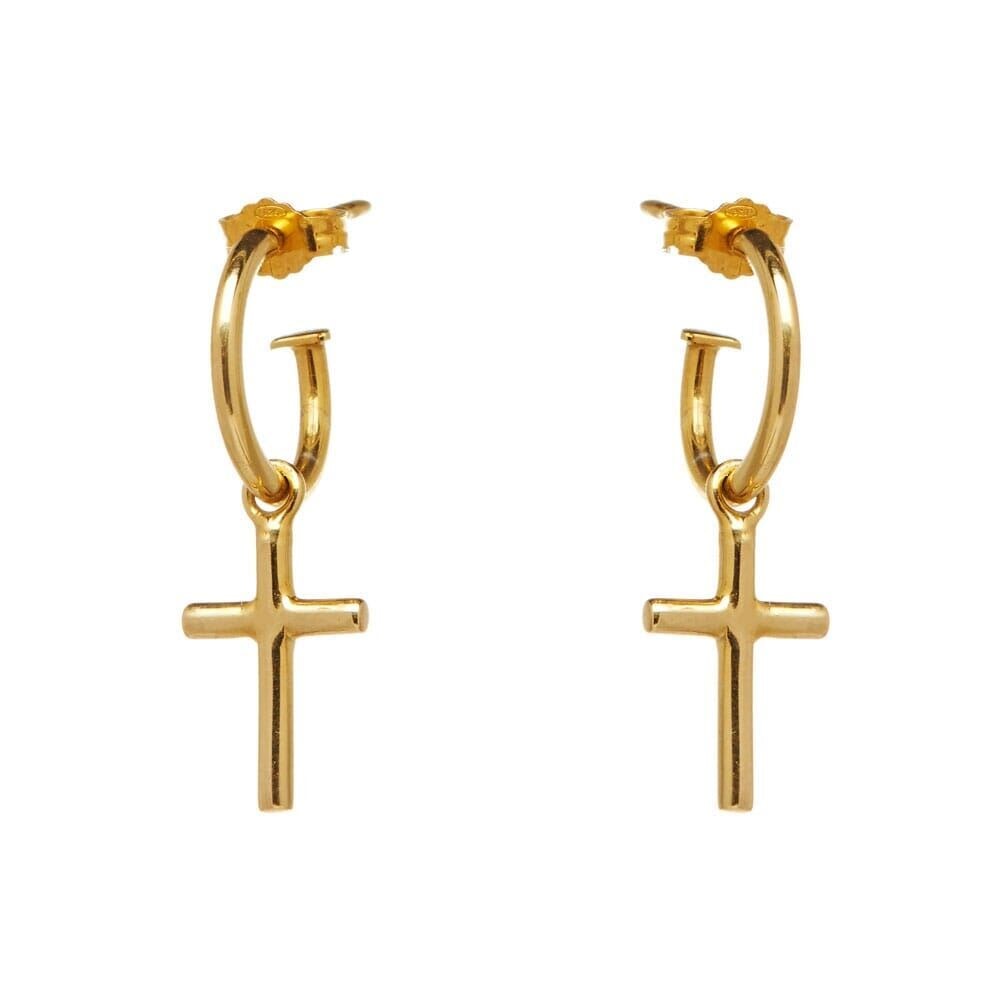NU & MII Hoop with Cross Gold Plated Earrings