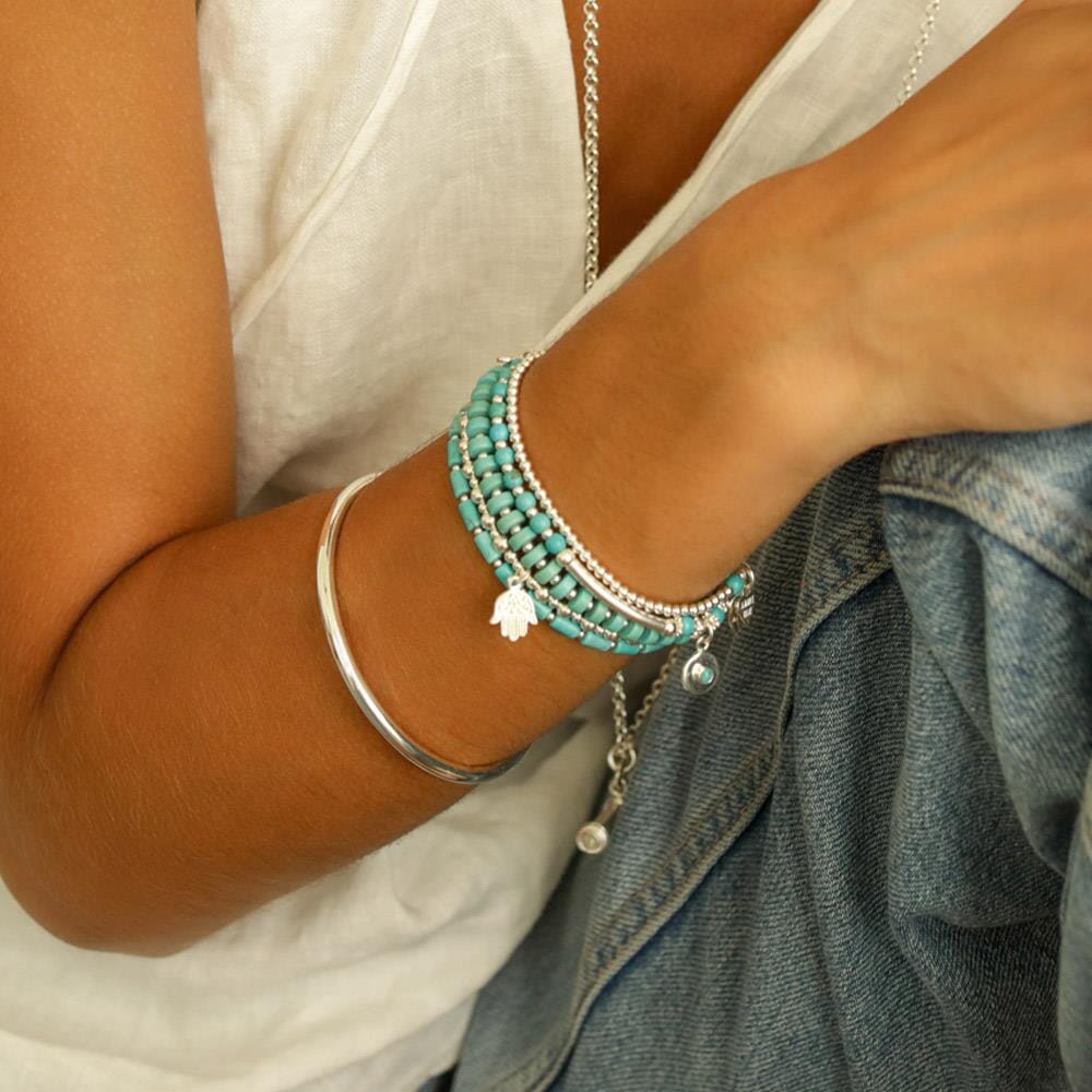 Turquoise Spirit Silver Charm Bracelet