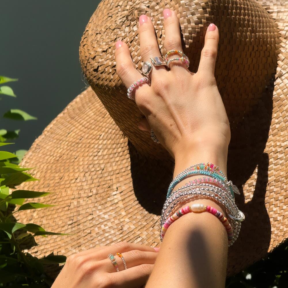 Festival Mini Ria Silver Ring - Neon Pink