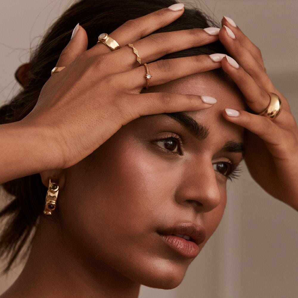 NU & MII Glitz Star Gold Plated Ring