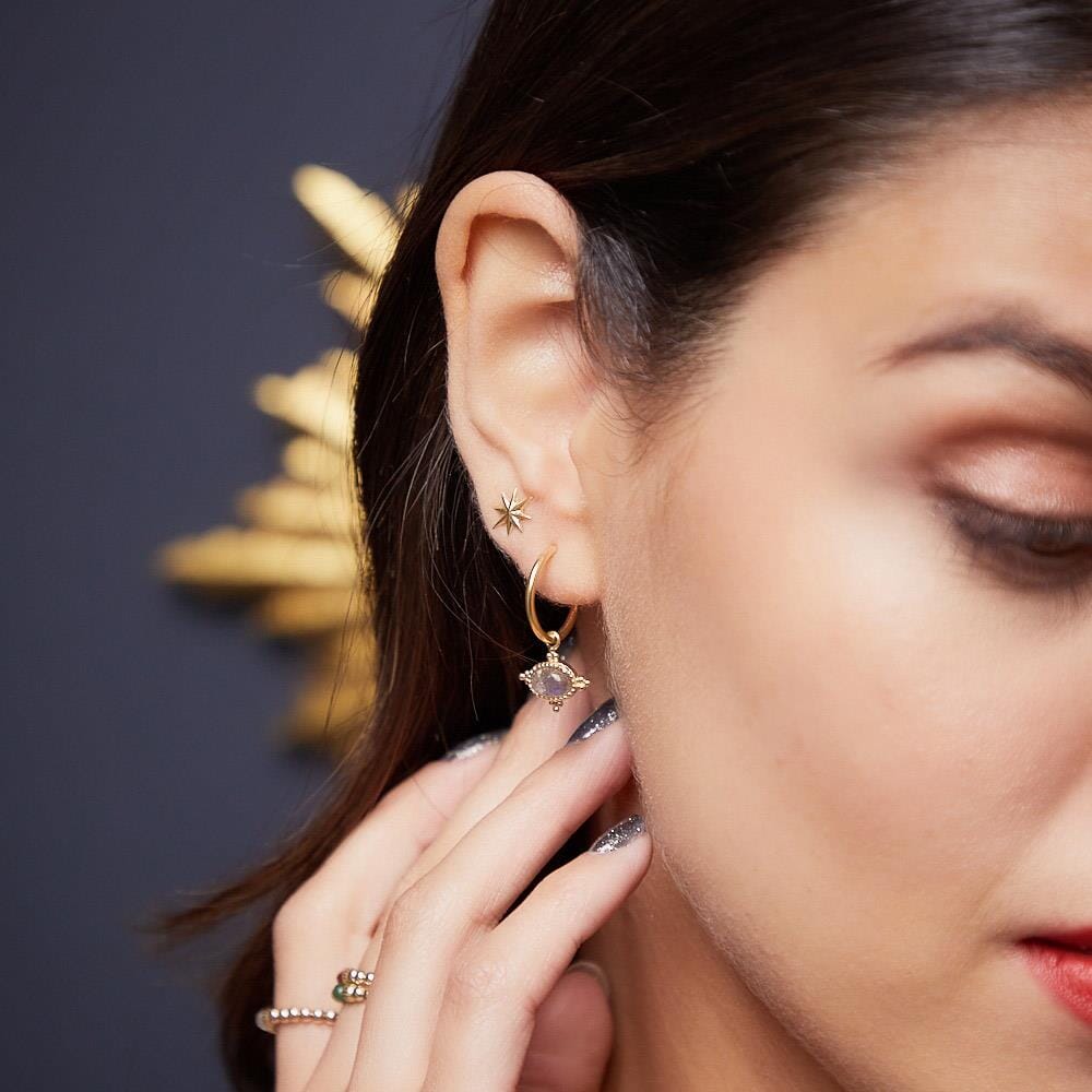 Labradorite Gold Plated Hoop Earrings