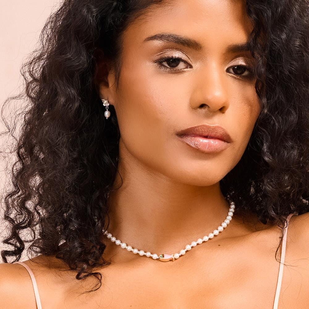 Pisces Fish Pink Pearl Necklace