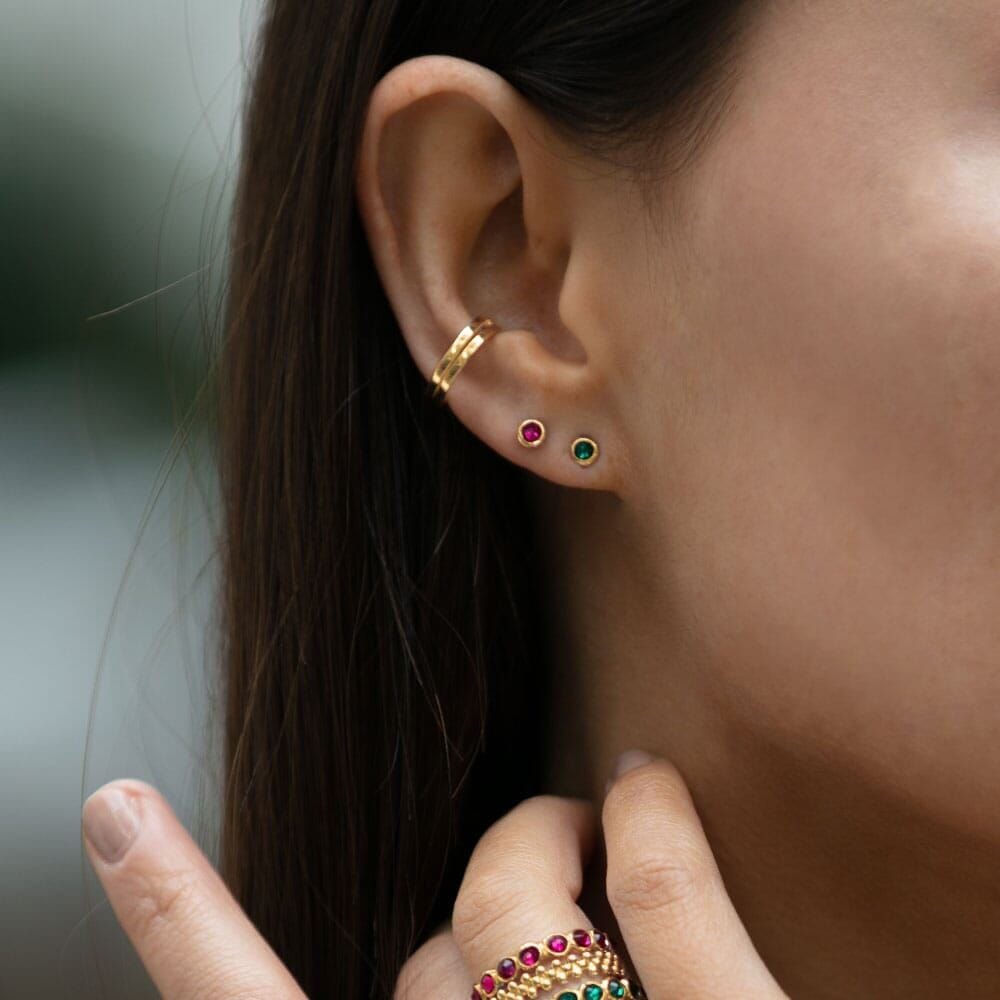 Outlet NU & MII Anya Ruby Stud Gold Earrings