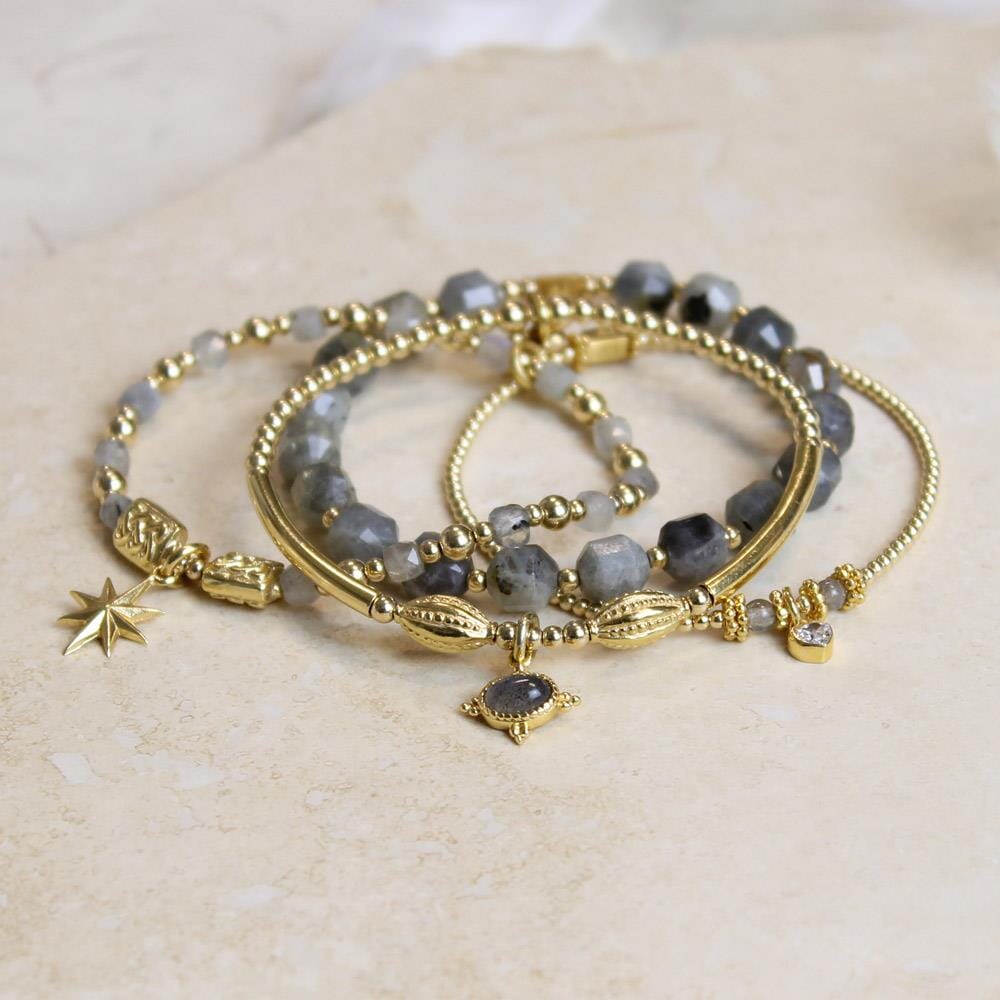Labradorite Quartet Gold Plated Stack