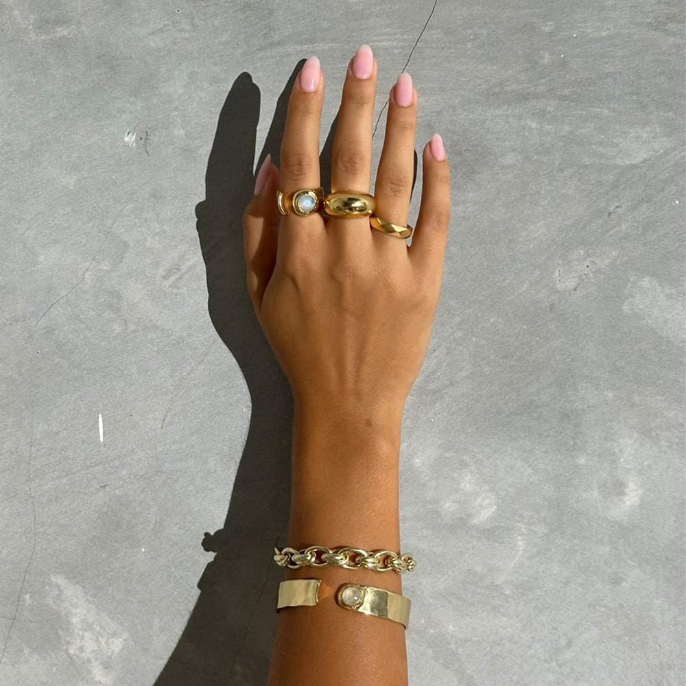 NU & MII Seville Gold Plated Bangle - Moonstone