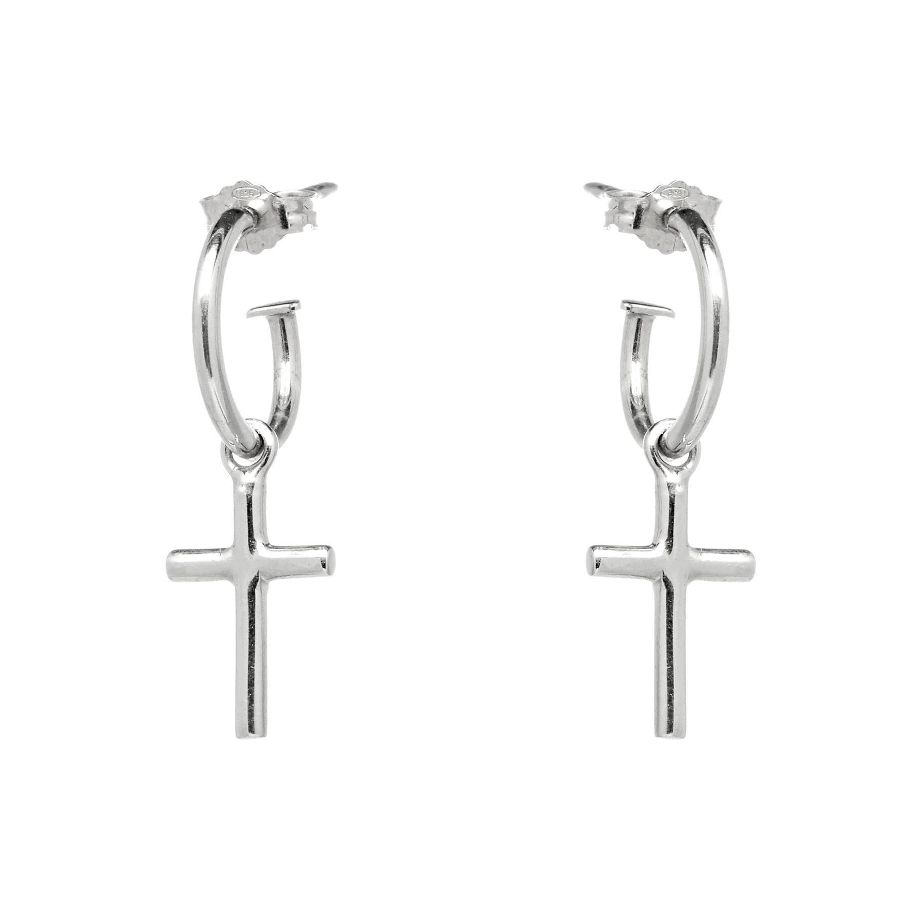 NU MII Hoop with Cross Sterling Silver Earrings