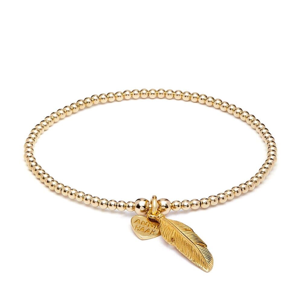 Gold Plated Santeenie Charm Bracelet with a Feather Charm