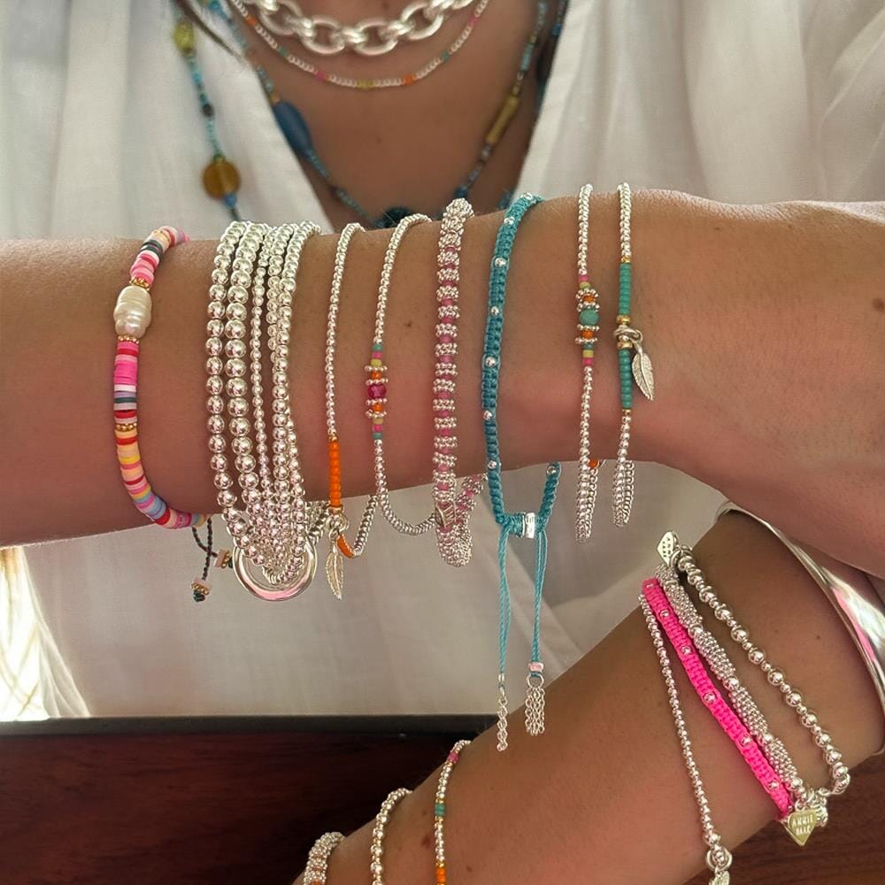 Festival Amigo Silver Bracelet - Neon Turquoise