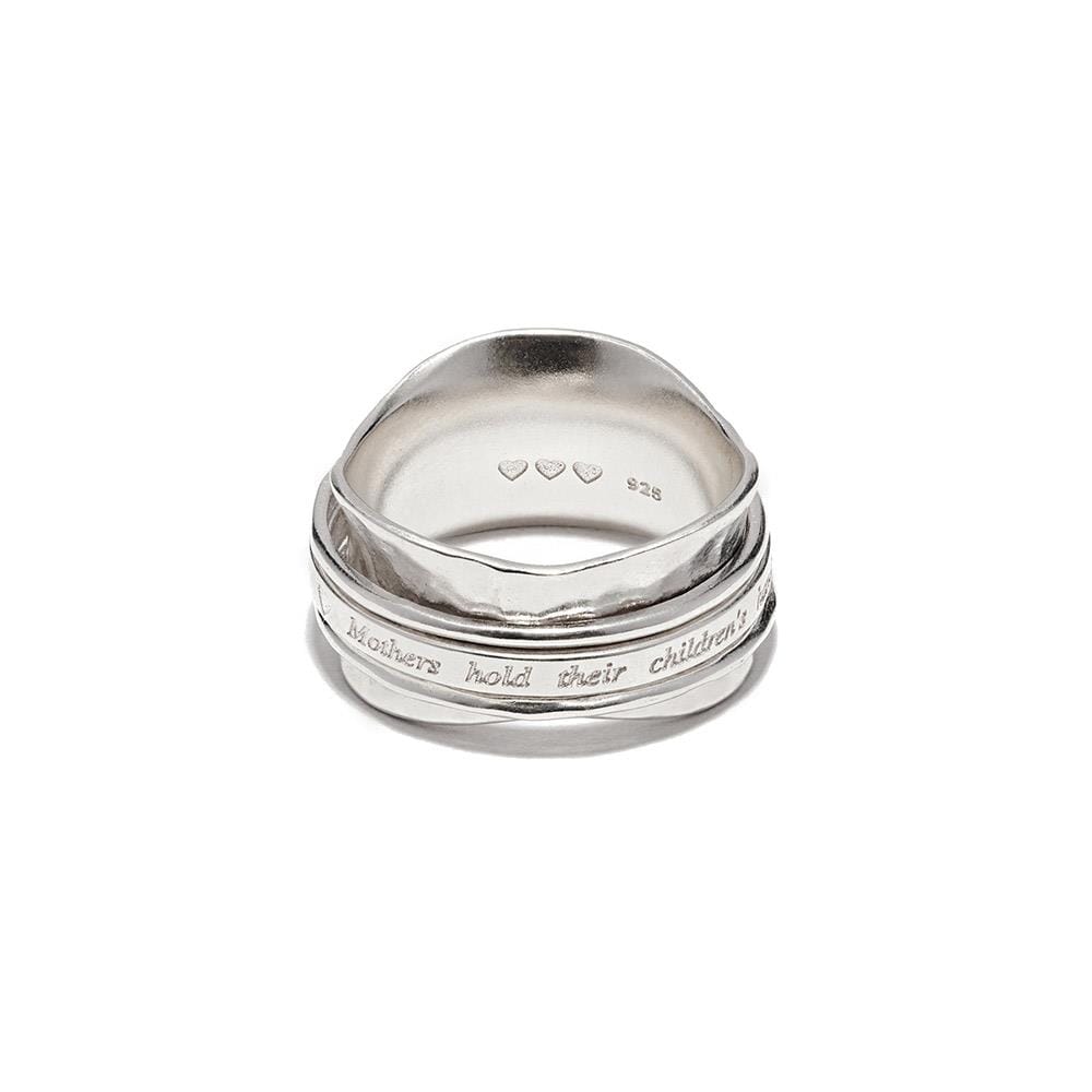 Mothers Hold Motto Silver Spinner Ring