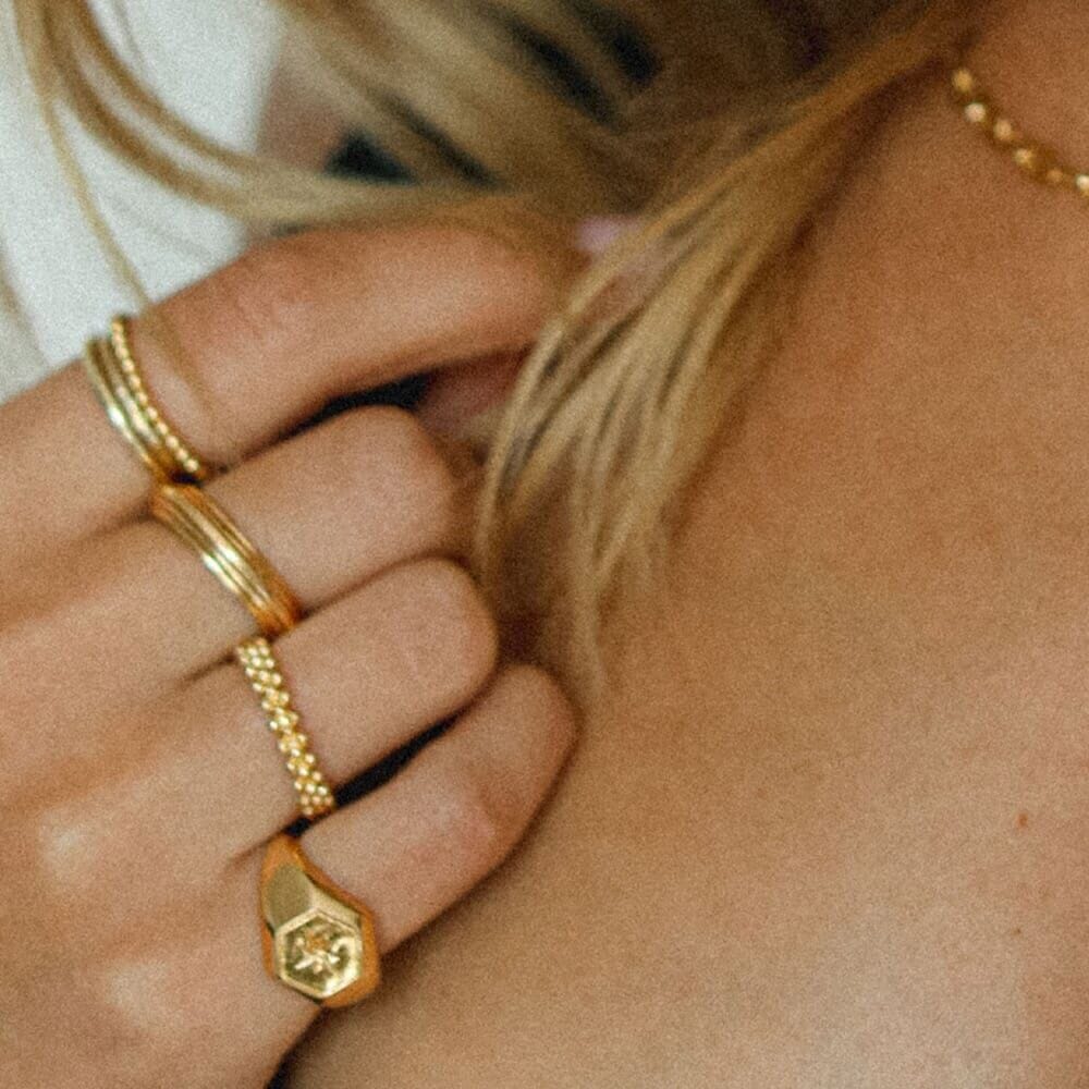 Outlet NU & MII Havana Star Signet Gold Ring
