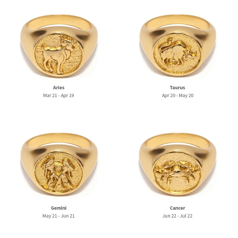 NU & MII Zodiac Signet Gold Ring