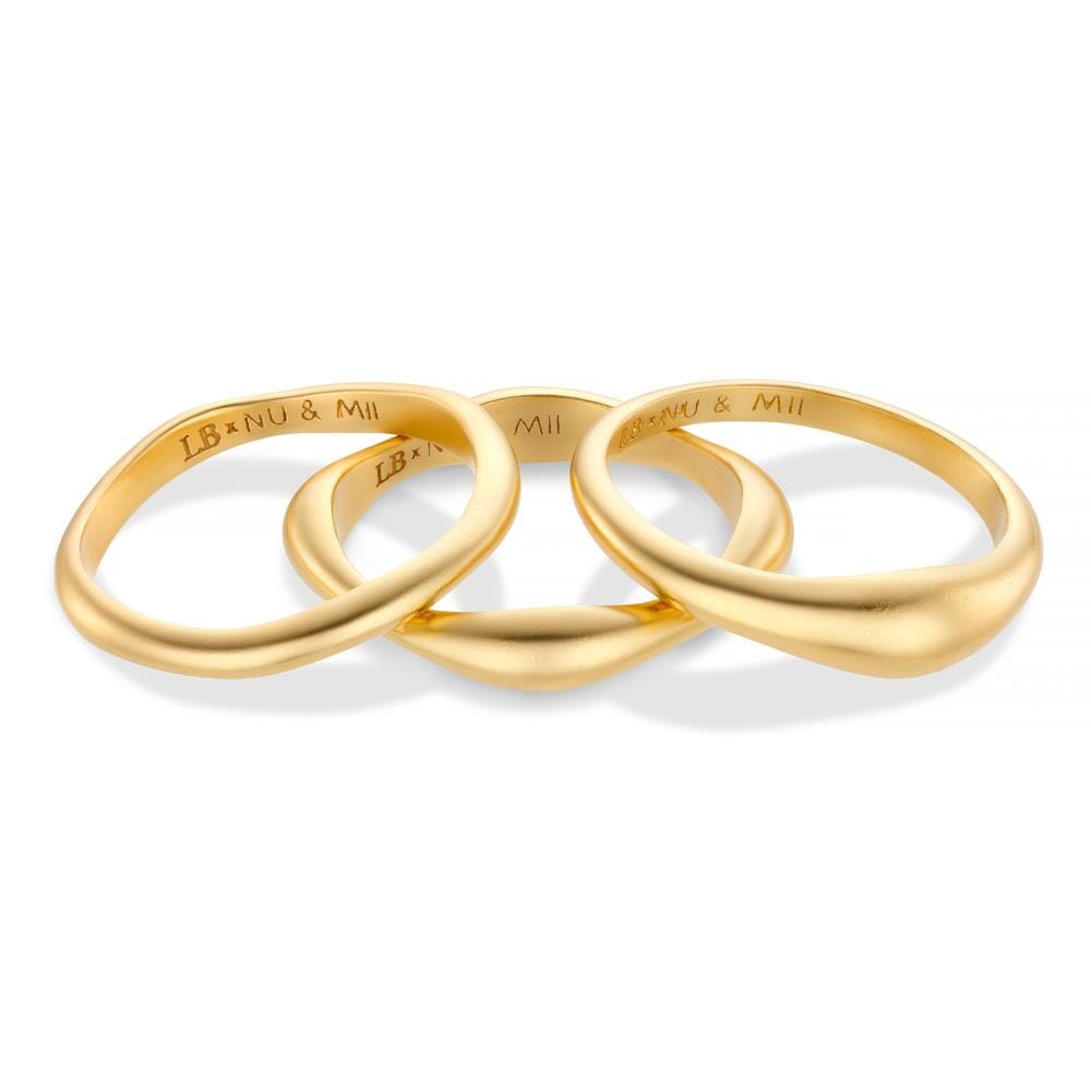 Liv Bentley Molten Trio Gold Plated Ring Stack